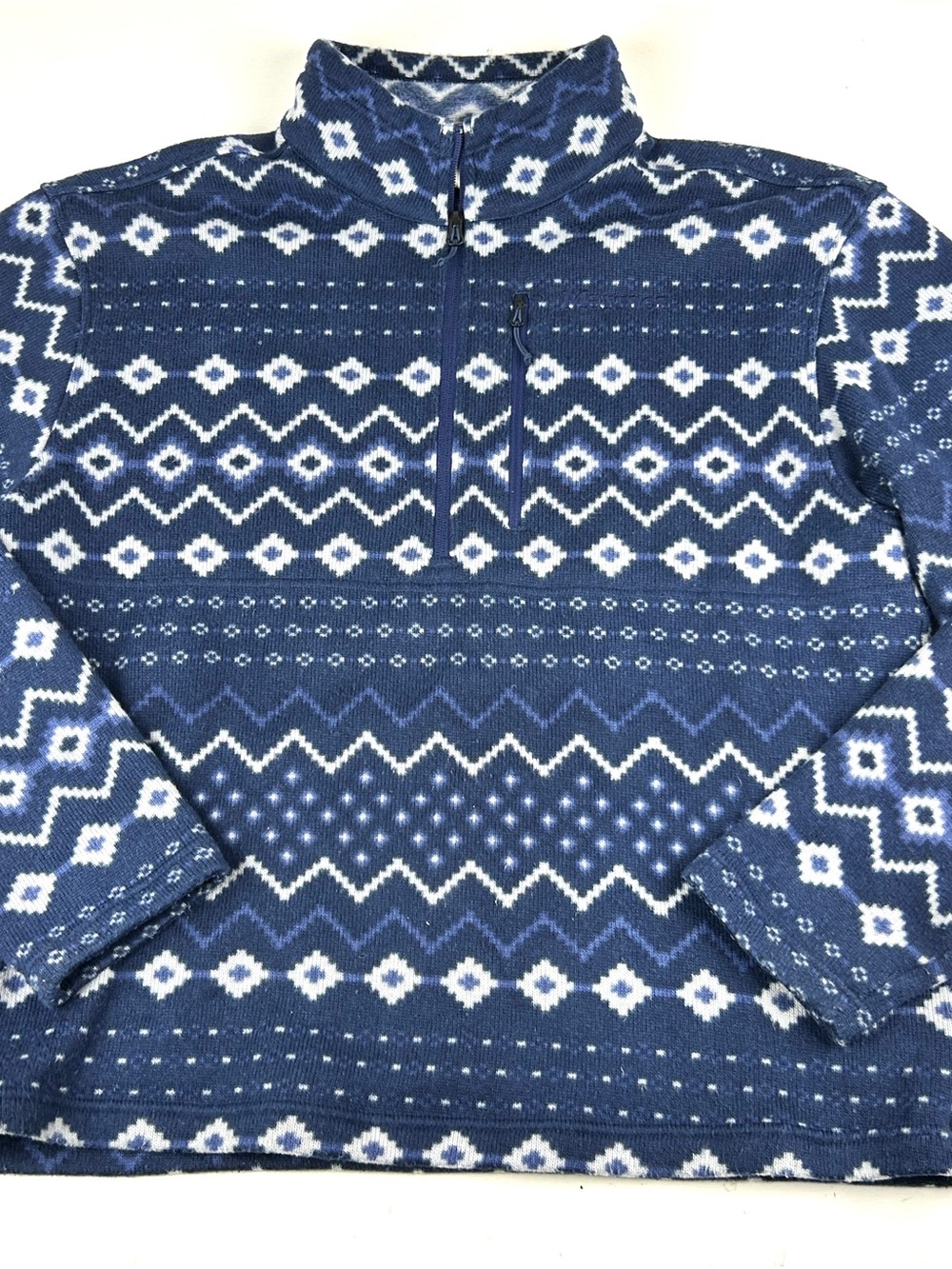 Marmot Mountain Works Mens Large Half Zip Fleece Jacket Blue Winter Snow